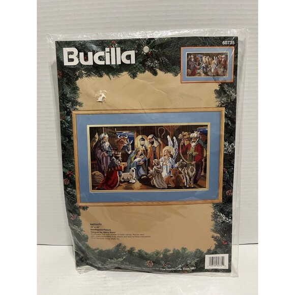 Christmas Nativity Scene Needlepoint Kit Nancy Rossi Bucilla 18x10 - NEW SEALED - Picture 1 of 2